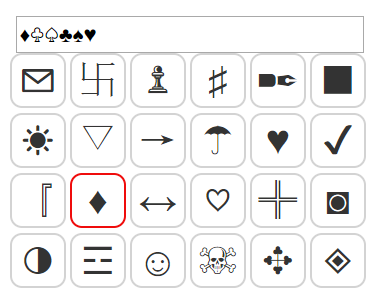 黑桃符号：?&spades;  其他扑克牌符号：????&clubs;&diams;&hearts;&spades;